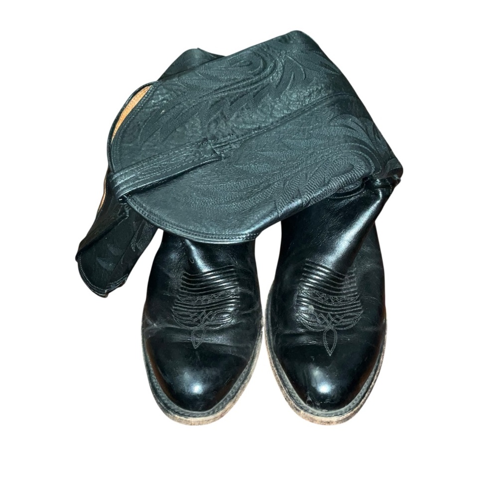 Vintage Tony Lama 5984 Black Leather Cowboy Western Boots Men's Size 10 .5